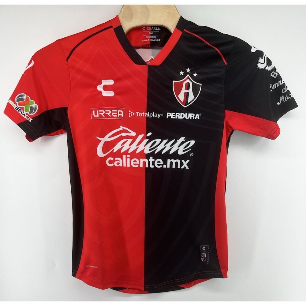 Charly Atlas FC Jersey Mens Large 69 Red Black Soccer Futbal Short Sleeved